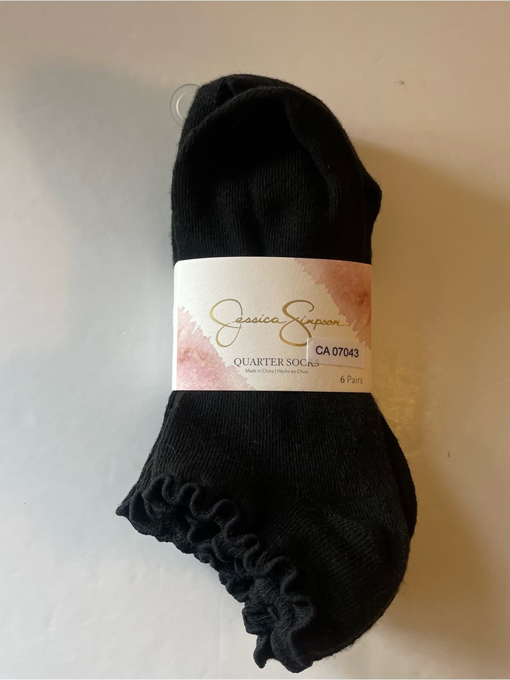 Jessica Simpson Black Ruffle Cuff Quarter Socks - 6 Pack